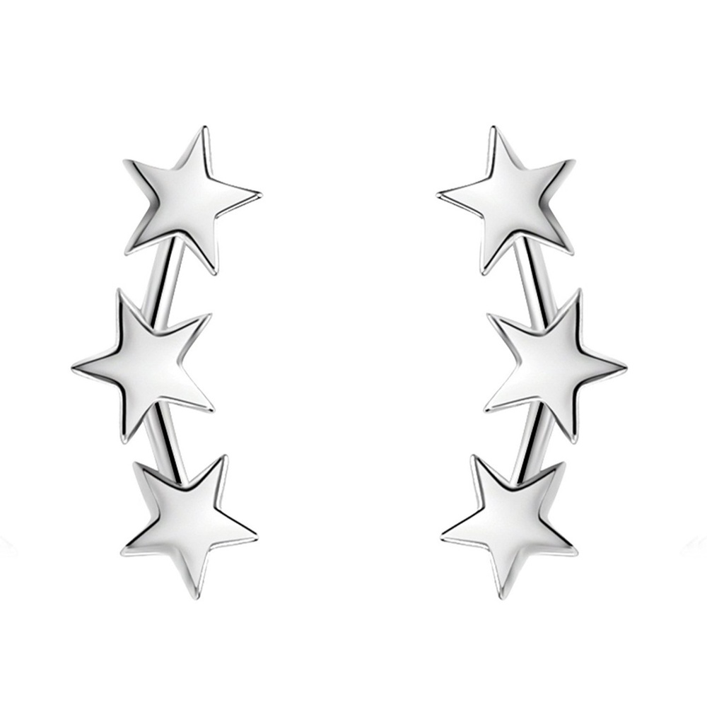 ❤️4 for $20 Sale❤️Silver Three Star Stud Earrings - Picture 2 of 3